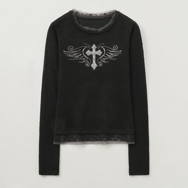 헬레네파리스 엔젤 크로스 큐빅 레이스 롱 슬리브