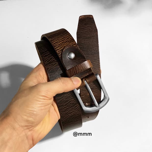 [Unisex] 빈티지 워시드 통가죽 벨트