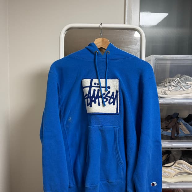 stussy x champion 스탁로고 후디 M