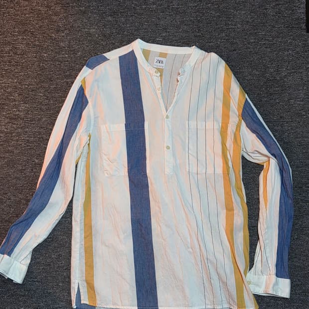 ZARA 자라 스트라이프 차이나카라 셔츠 하와이안 셔츠