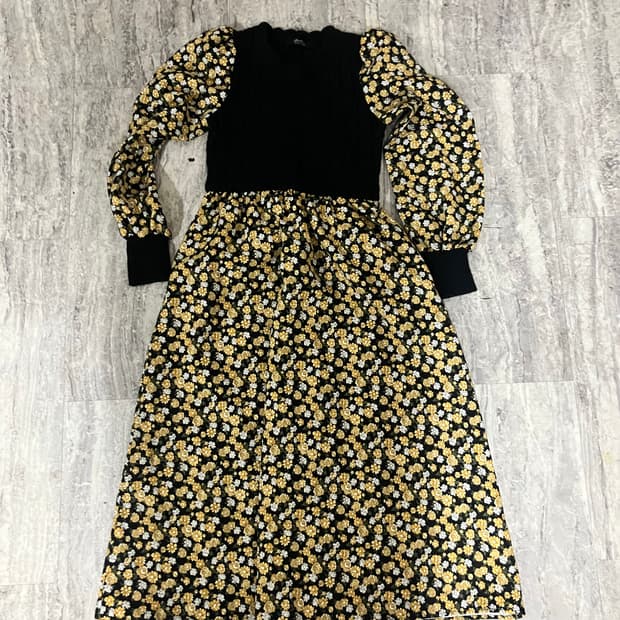 일본빈티지 Meidiam 하구미모리걸 달천깔페어리 플라워레이어드니트원피스