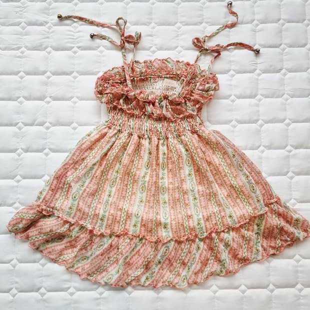 Liz Lisa(리즈리사) 보더 플라워 셔링 튜닉