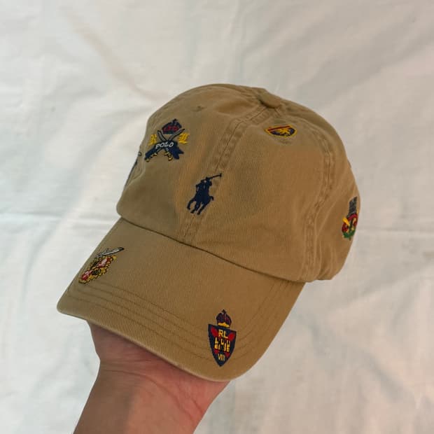 폴로 랄프로렌 멀티패치 자수로고 볼캡 베이지