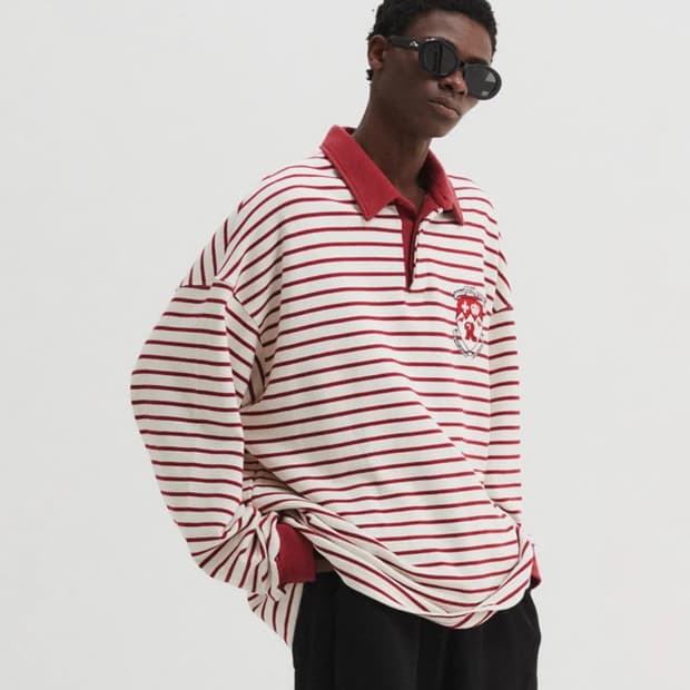 [XL] dnsr 디앤써 스트라이프 폴로 셔츠 레드