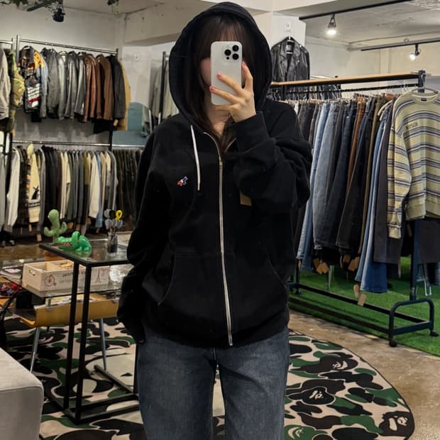 메종 키츠네 트리 컬러 폭스 패치 후드집업