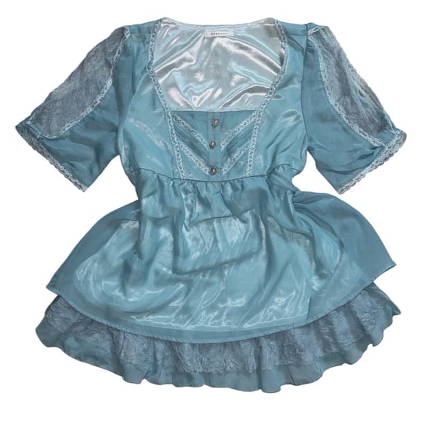 Axes femme mint green lace satin blouse