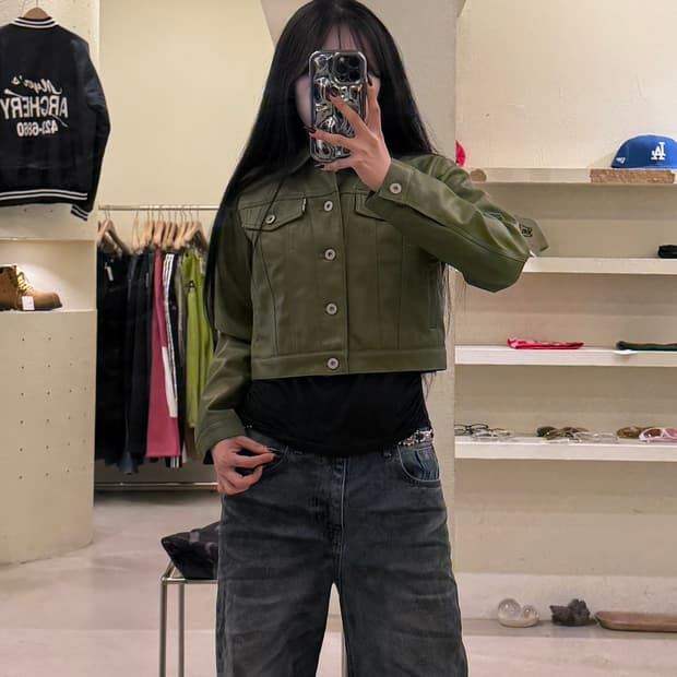 스컬프터 레더 크롭 트러커 자켓 U1394