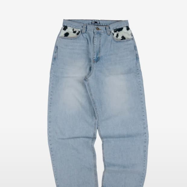 이알티알 Cow Star Denim Pants Light Blue