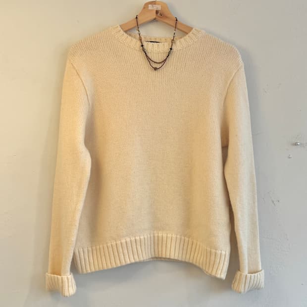 베이직 화이트 울 니트