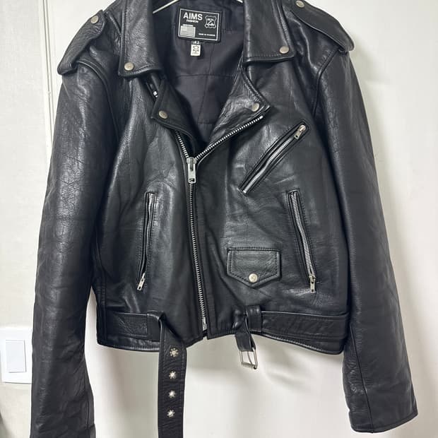 미국 빈티지 더블카라 소가죽 바이커자켓