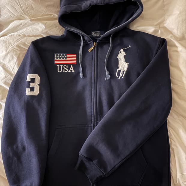 폴로 성조기 후드집업 네이비 유일매물