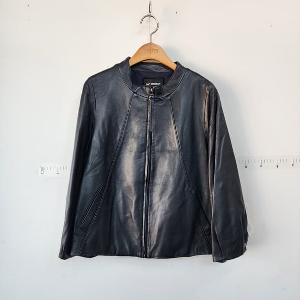 ENC 블랙 가죽 자켓