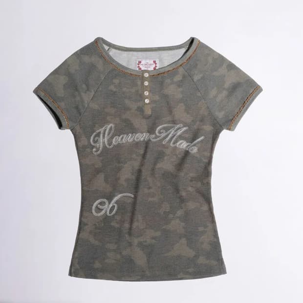 새상품 스컬프터 헤븐리 버튼 카모 티