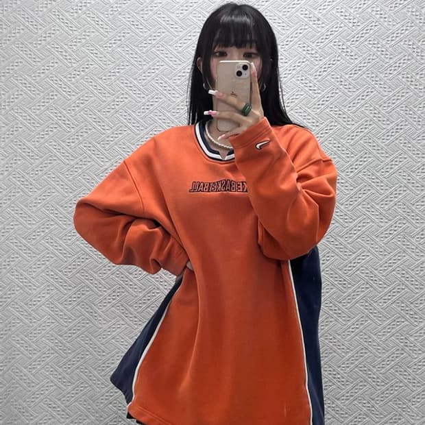 나이키 올드스쿨 레트로 90's 베스킷볼 오렌지 맨투맨 XL C13502