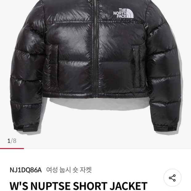 노스페이스 눕시 크롭 패딩