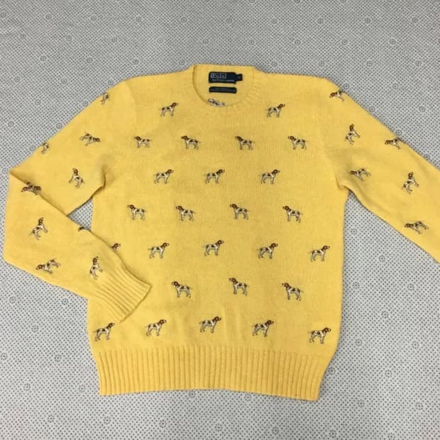 폴로 90s 하운드 자수 니트