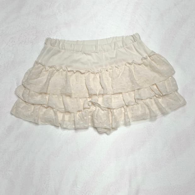 잉그니 아이보리 도트 땡땡이 큐롯 스커트 치마 라떼 히메 갸루 러블리
