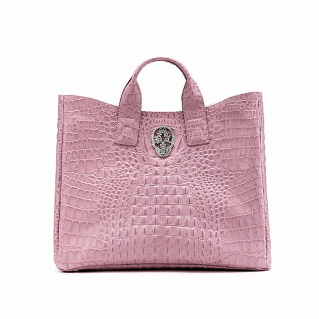 폴렌 스컬 펑크 크로커다일 레더 토트백