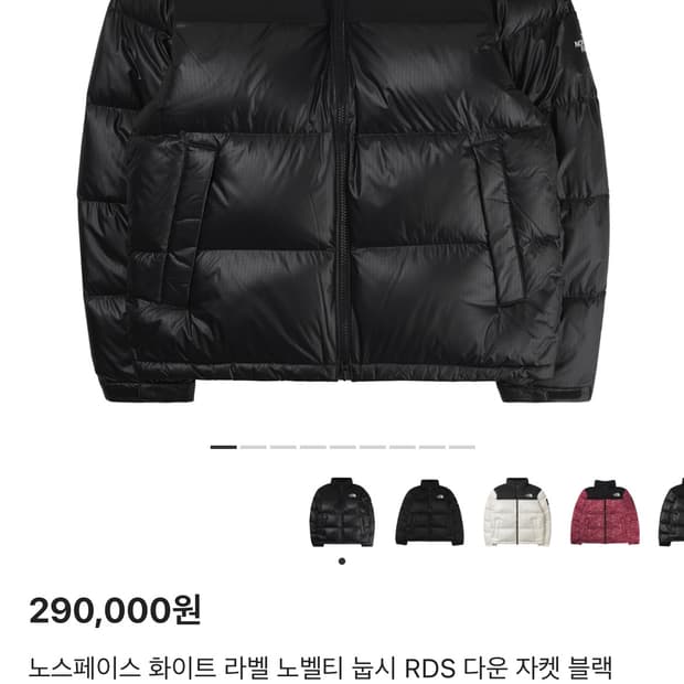 노스페이스 화이트 라벨 노벨티 눕시 RDS 다운 자켓 블랙