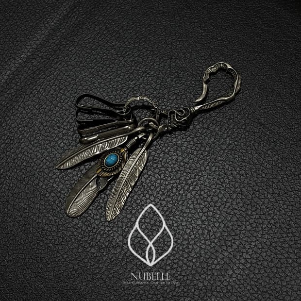 🌗 Turquoise feather keyring / 터키석 깃털 키링
