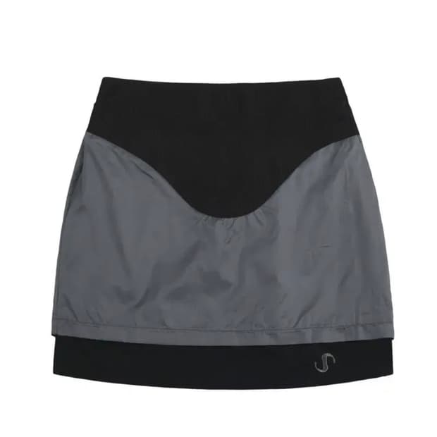 오호스 레이어드 요크 스커트 블랙