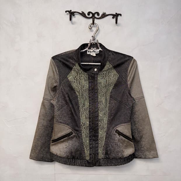 Charcoal green tie dye oriental lace jk