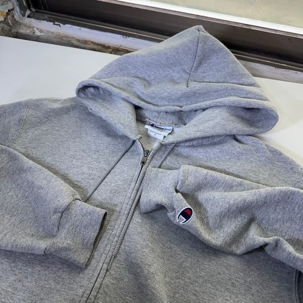 M 챔피온 USA 오버핏 그레이 코튼 후드집업