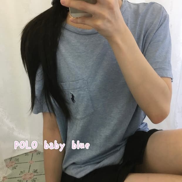폴로 베이비블루 코튼 반팔티