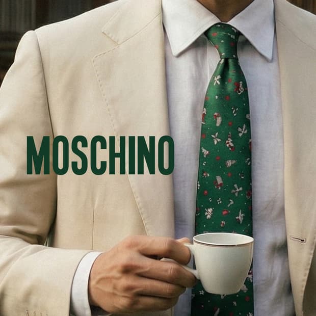 모스키노 자카드 크리스마스 패턴 넥타이 9.6cm A+등급 E789
