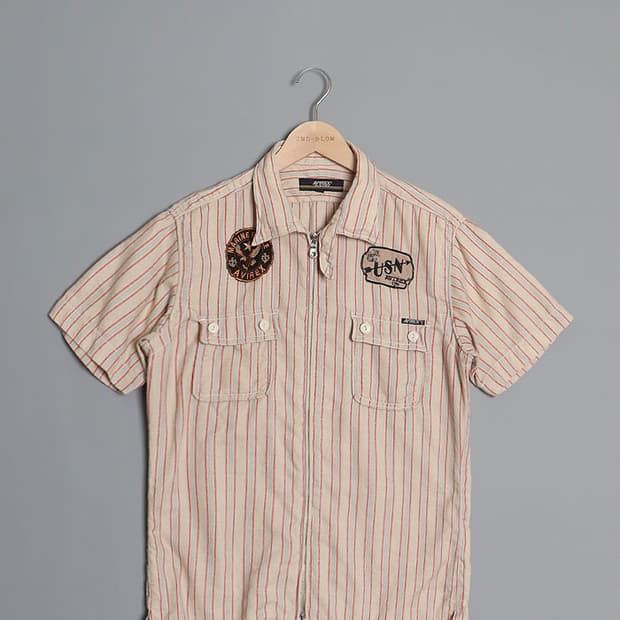 AVIREX Stripe Zip Shirts
