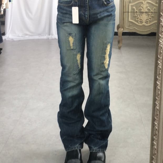 Damage washing denim pants