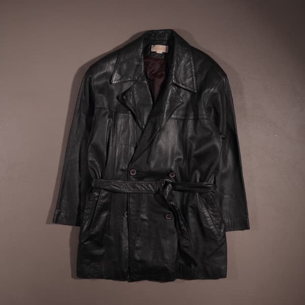 DOUBLE LEATHER ROBE COAT
