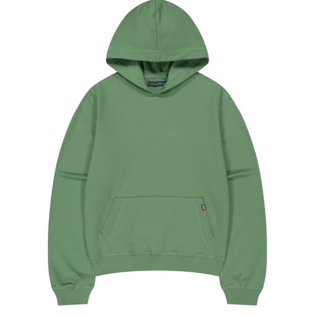 038 COVERSTITCH HOODIE GREEN
