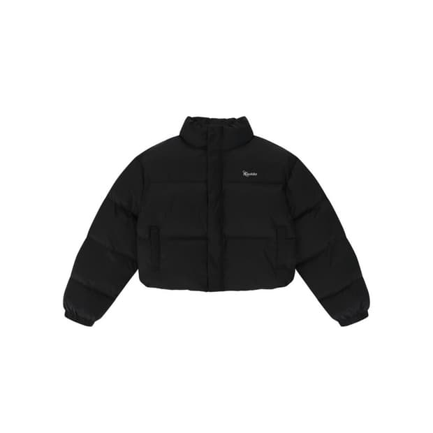 카시코 Embroidered Crop Padding Black 숏패딩블랙