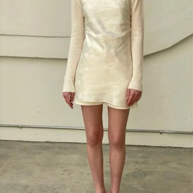 오브네어 패턴드레스 아이보리