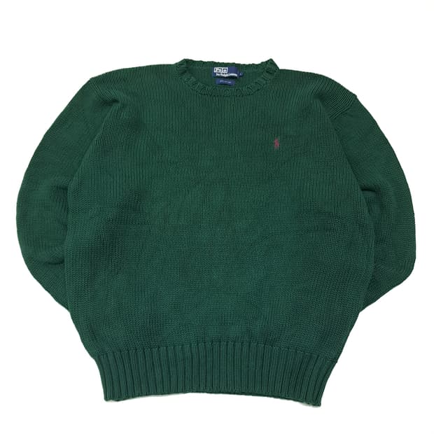 CL044 폴로 코튼 90s블루라벨 헤비웨이트 헌터그린 니트 스웨터