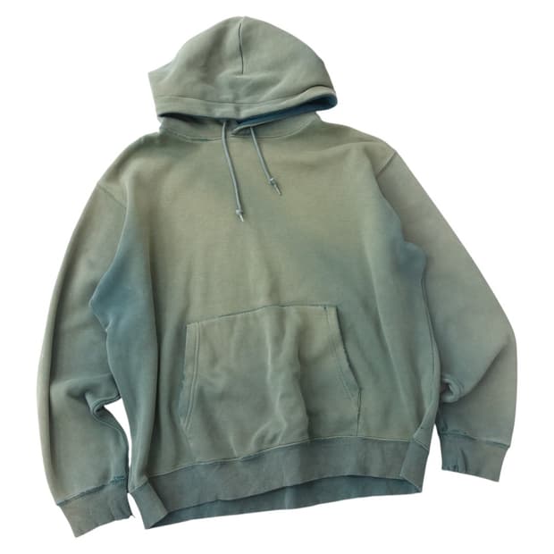 백넘버BACK NUMBER 페이디드 샌드워시 후드티셔츠 카키 그린 (XL