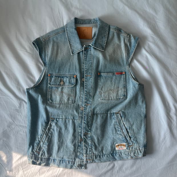 마틴 로즈 데님 질레 블리치드 워시