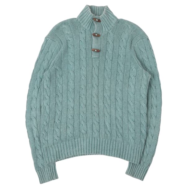 폴로 랄프로렌 민트 토글폴라 실크 케이블 니트