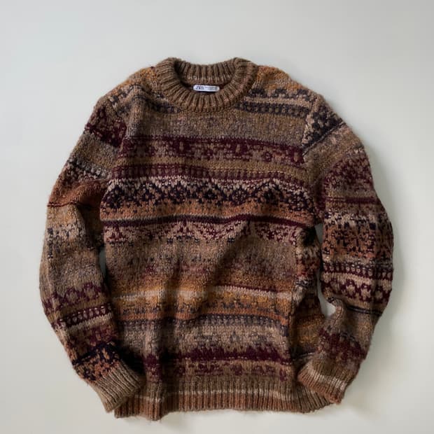 ZARA 헤비울 페어아일 니트