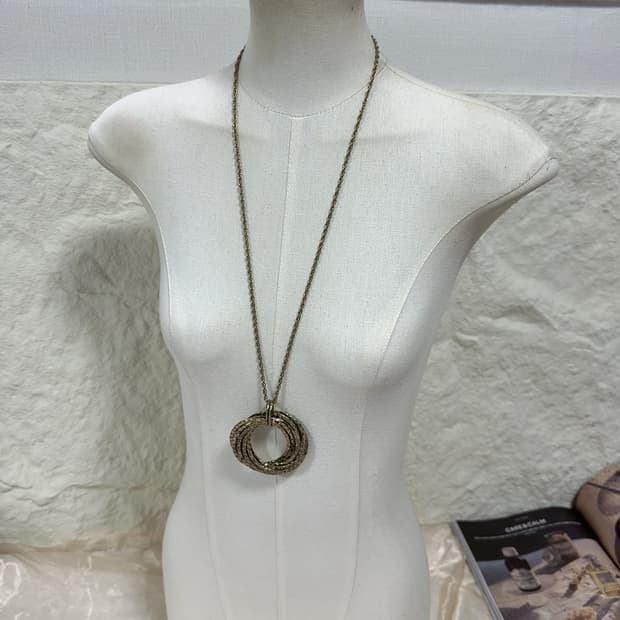 빈티지 해머링 링 용골체인 목걸이