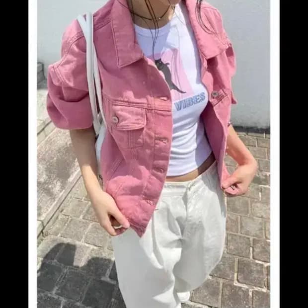 아쿠비클럽 코니 핑크 데님 청자켓 면자켓 프레클 라보빈티지 지뢰계