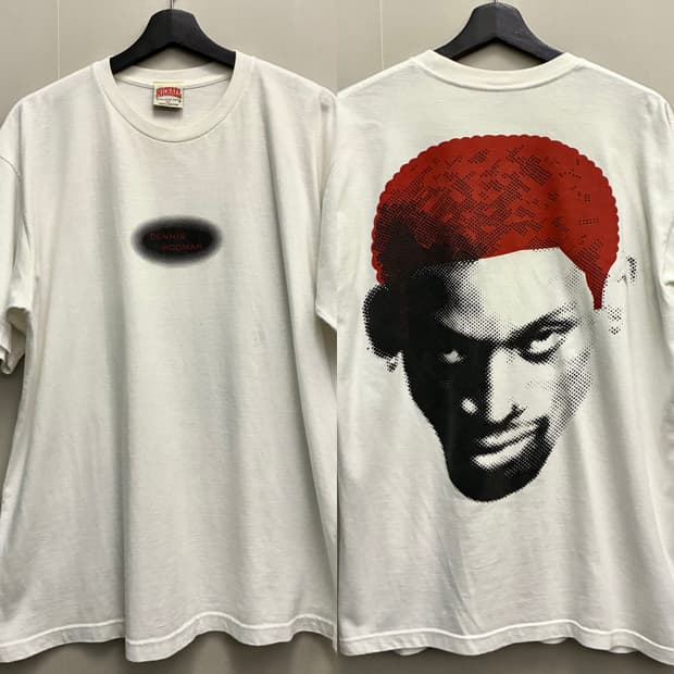(XL)90s 데미스 로드맨 빅페이스 도트 빈티지 반팔티셔츠 화이트