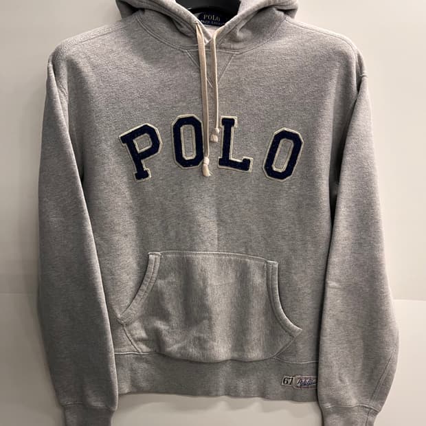 폴로 랄프로렌 로고 후드티 M 그레이