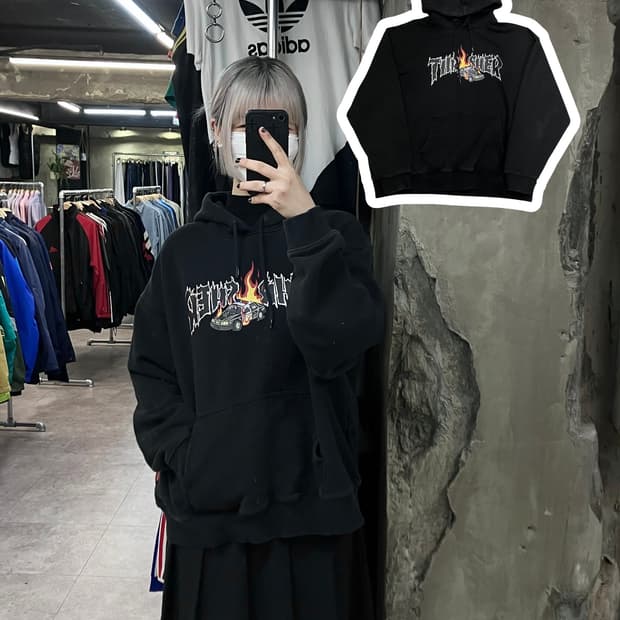 트레셔 빅로고 후드티 블랙 XL  #csz2700