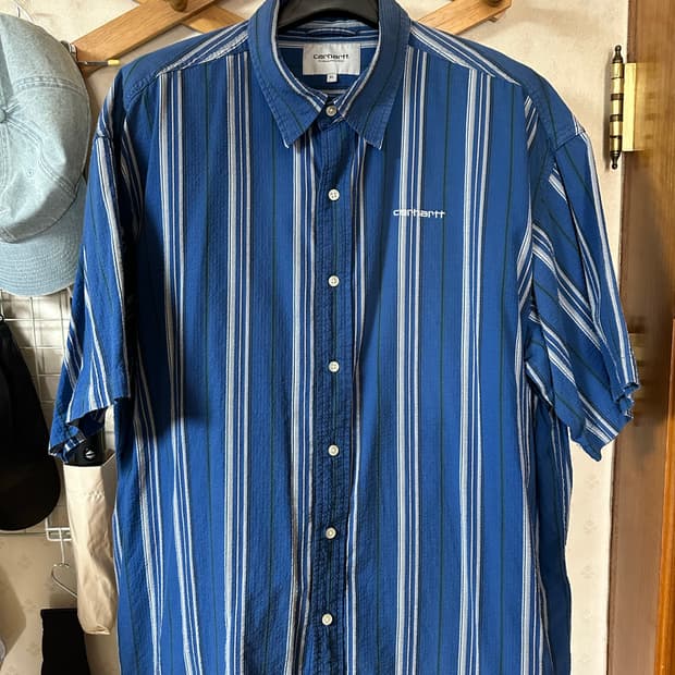 칼하트 WIP 숏슬리브 퀜틴 셔츠 블루 XL
