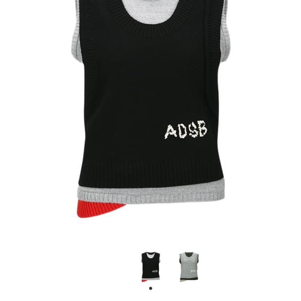 [L]앤더슨벨 트레스 레이어드 슬리브리스 탑 블랙