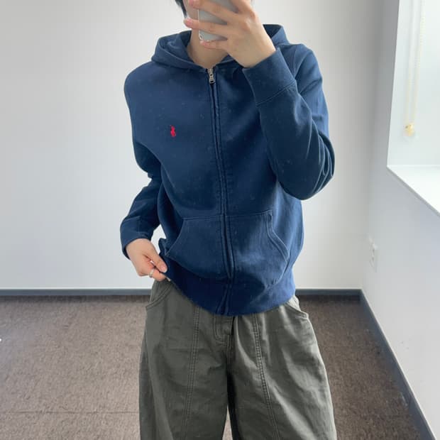 Polo 폴로 레드로고 네이비 후드집업