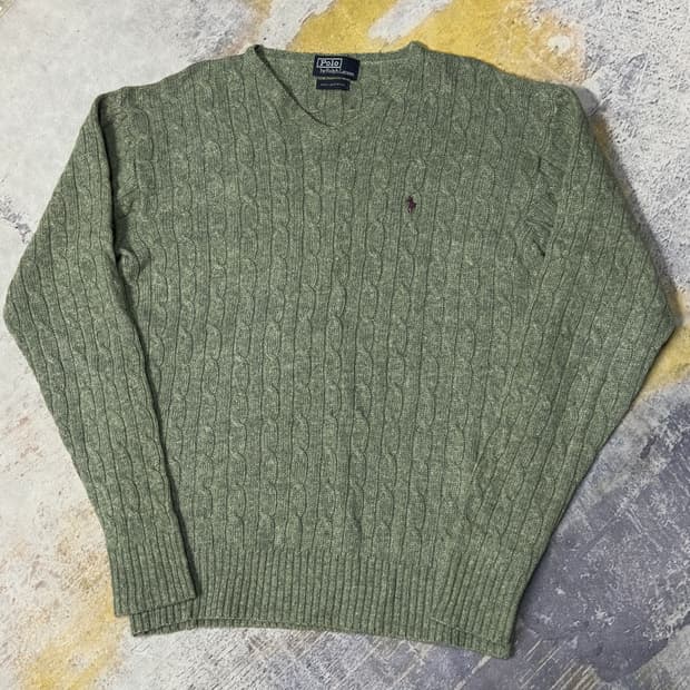 폴로랄프로렌 램스울 꽈배기 니트 L