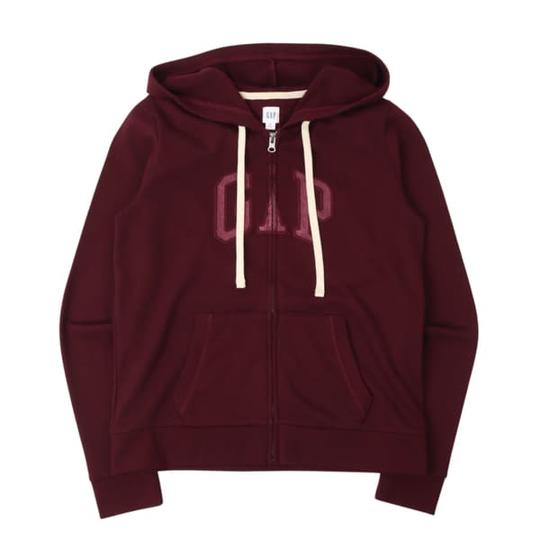 갭 버건디 로고 후드집업
